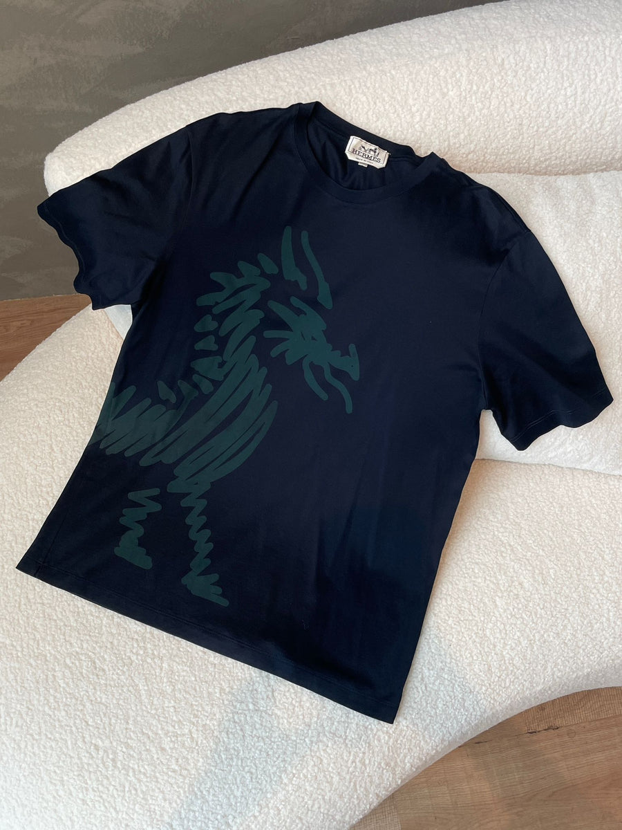 Hermes Dragon Print T-shirt Navy – LOVELOTSLUXURY