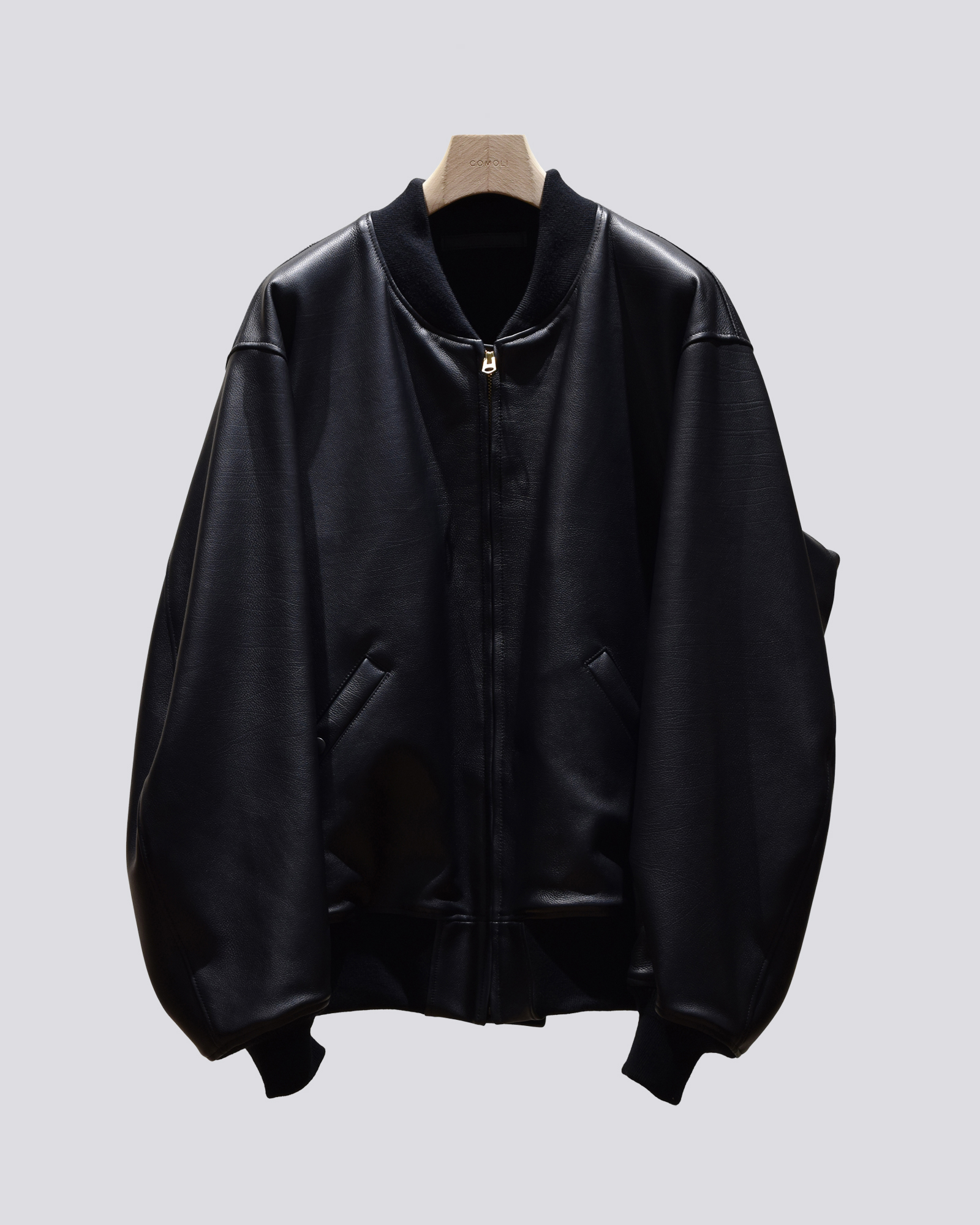 25ss comoli カーフスキン ジップブルゾン BLACK 2