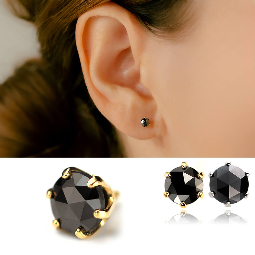 メンズ軟骨ピアス│ブラックダイヤモンド ピアス K18/PT – PICOLLET