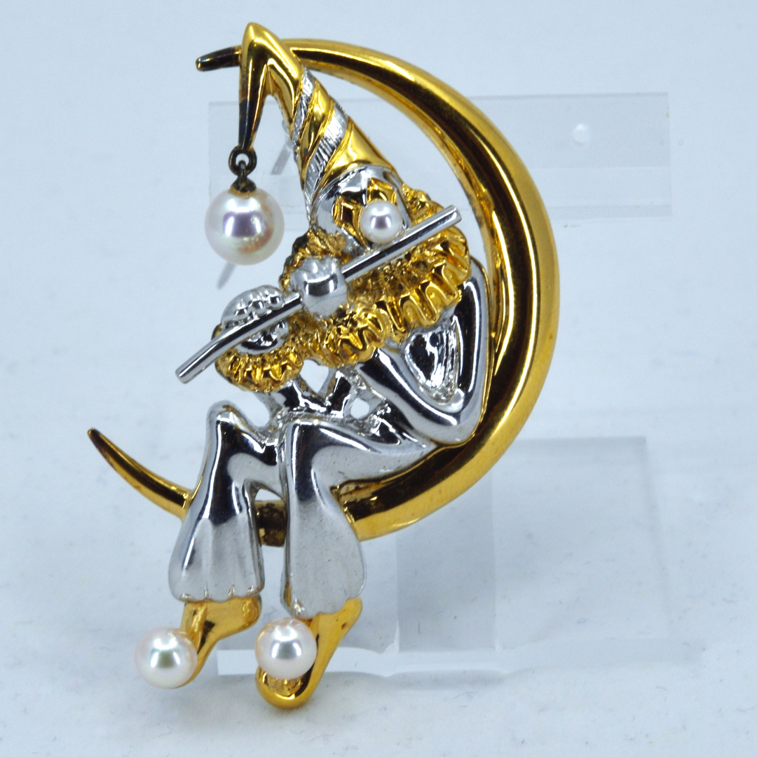 MIKIMOTO ピエロ ブローチ シルバー ゴールド パール ルビー ミキモト