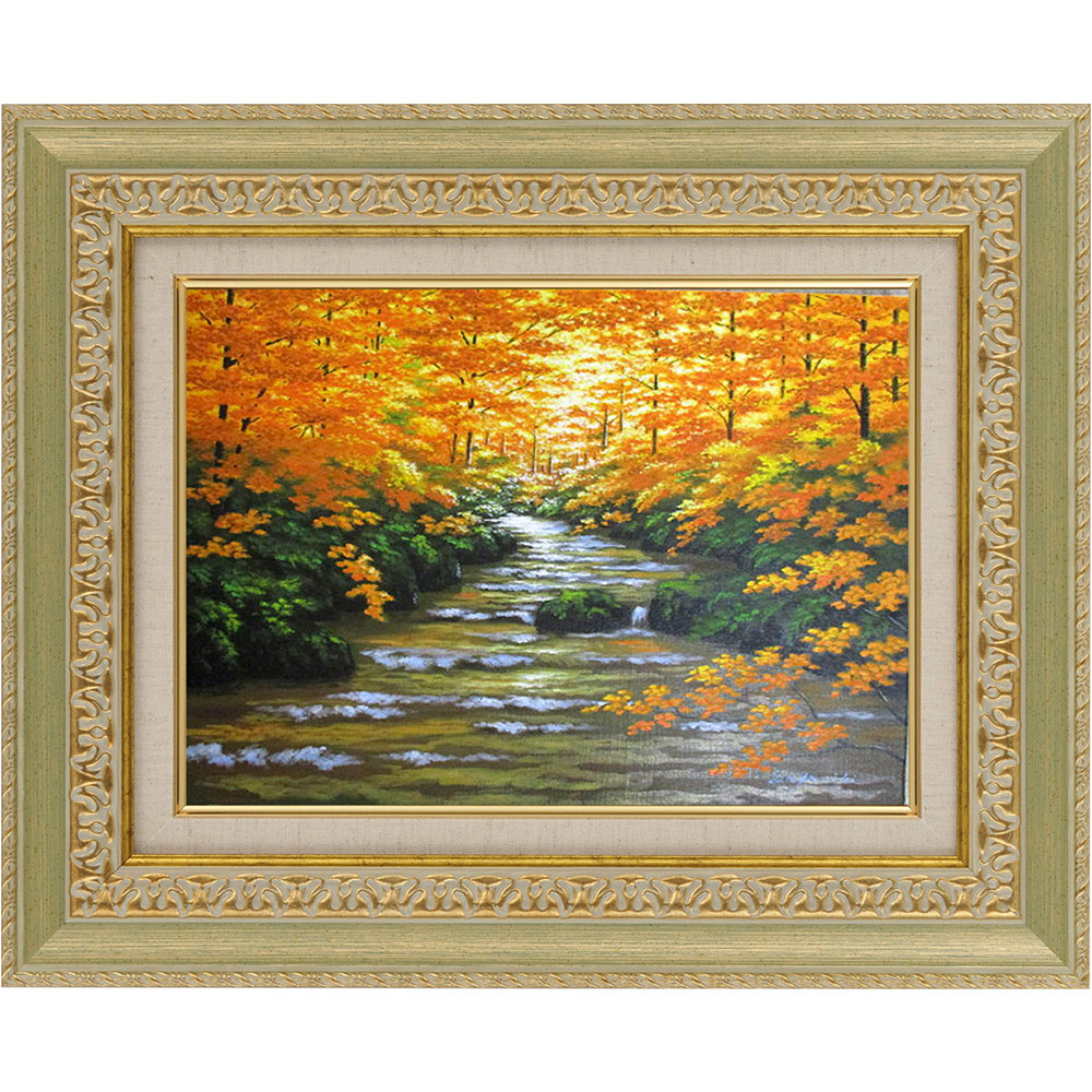 が*ゃ様 川田一 冬の風景 油彩画 金色フレーム が*ゃ