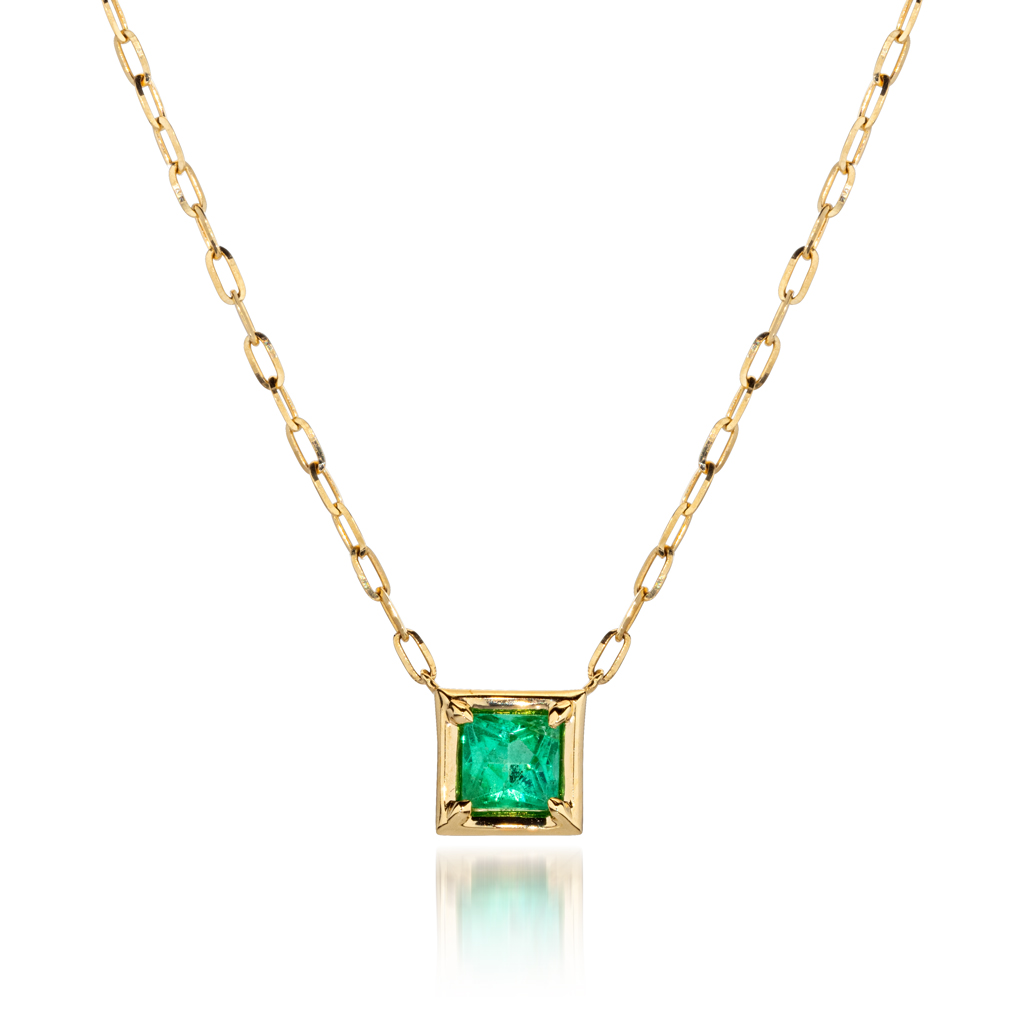 SQUARE EMERALD NECKLACE(1ZN1128)K18 ネックレス｜スタージュエリー