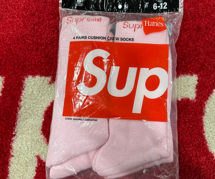 Supreme Hanes Socks (4 Pack) Pink FW21 – UniqueHype