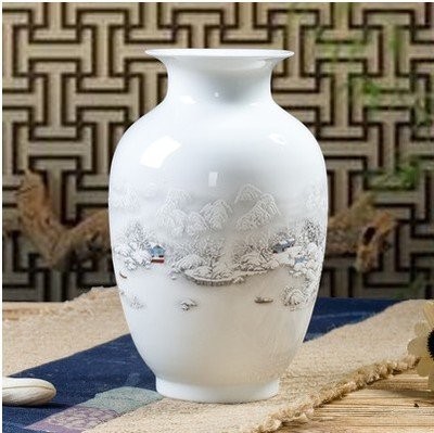 中国風風景画 陶器花瓶 中国風風景画 物凄く 陶器花瓶