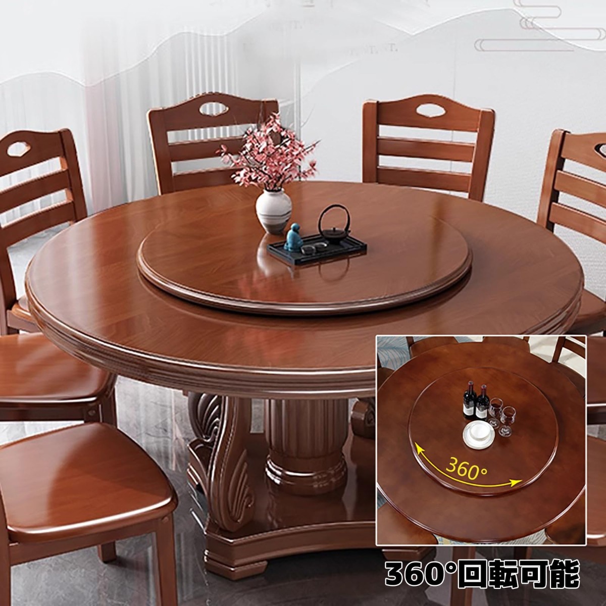 花梨無垢 円形回転卓ターンテーブル花台中華テーブルアンテーク 花梨