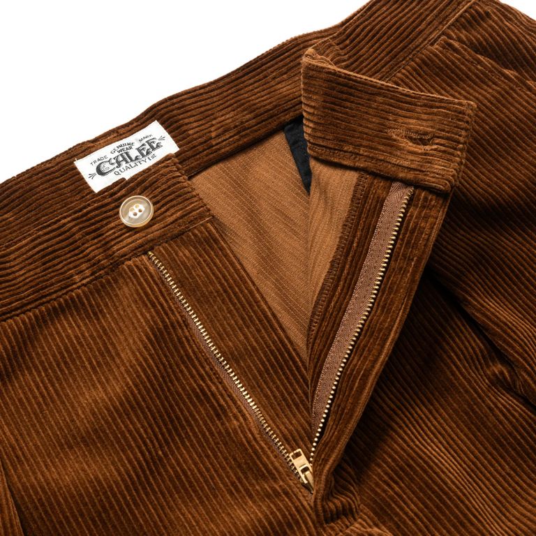 CALEE - 8w COURDUROY TUCK WIDE SLACKS (BROWN) / コーデュロイ 1