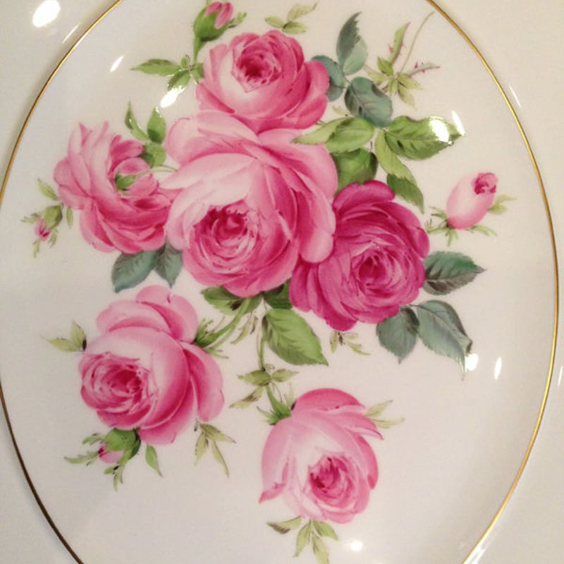 マイセン ピンクローズ 金彩プレート ペア スクラッチ マイセン ピンク