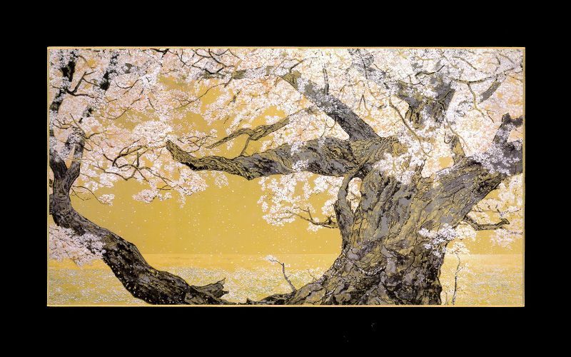 色紙 [桜花浄苑雙図(左雙部分] | 後藤純男美術館