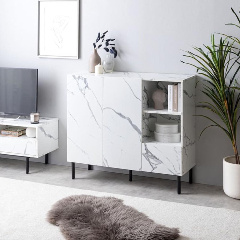 マーブル柄キャビネット キャビネット サイドボード チェスト ラック