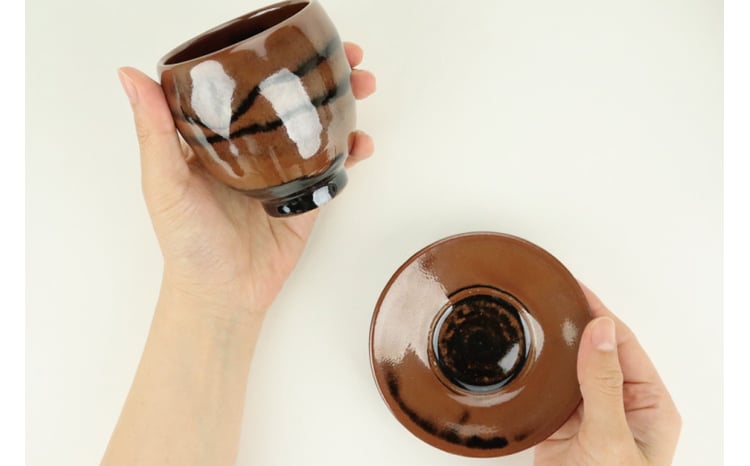 益子焼】萩原芳典 柿釉線紋茶器セット｜栃木県 益子町 ふるさと納税