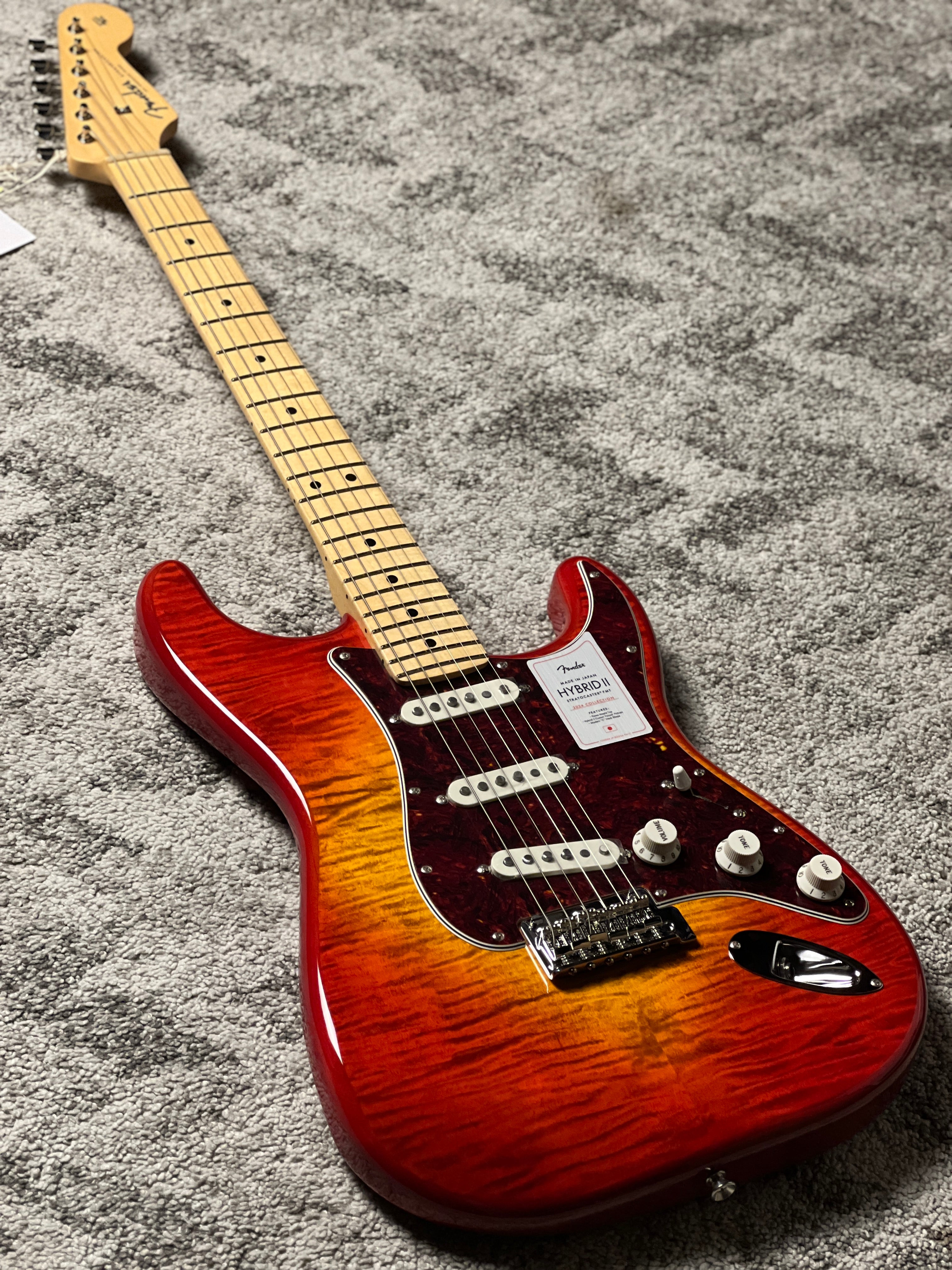Fender Japan Hybrid II Stratocaster with Maple FB in Flame Sunset