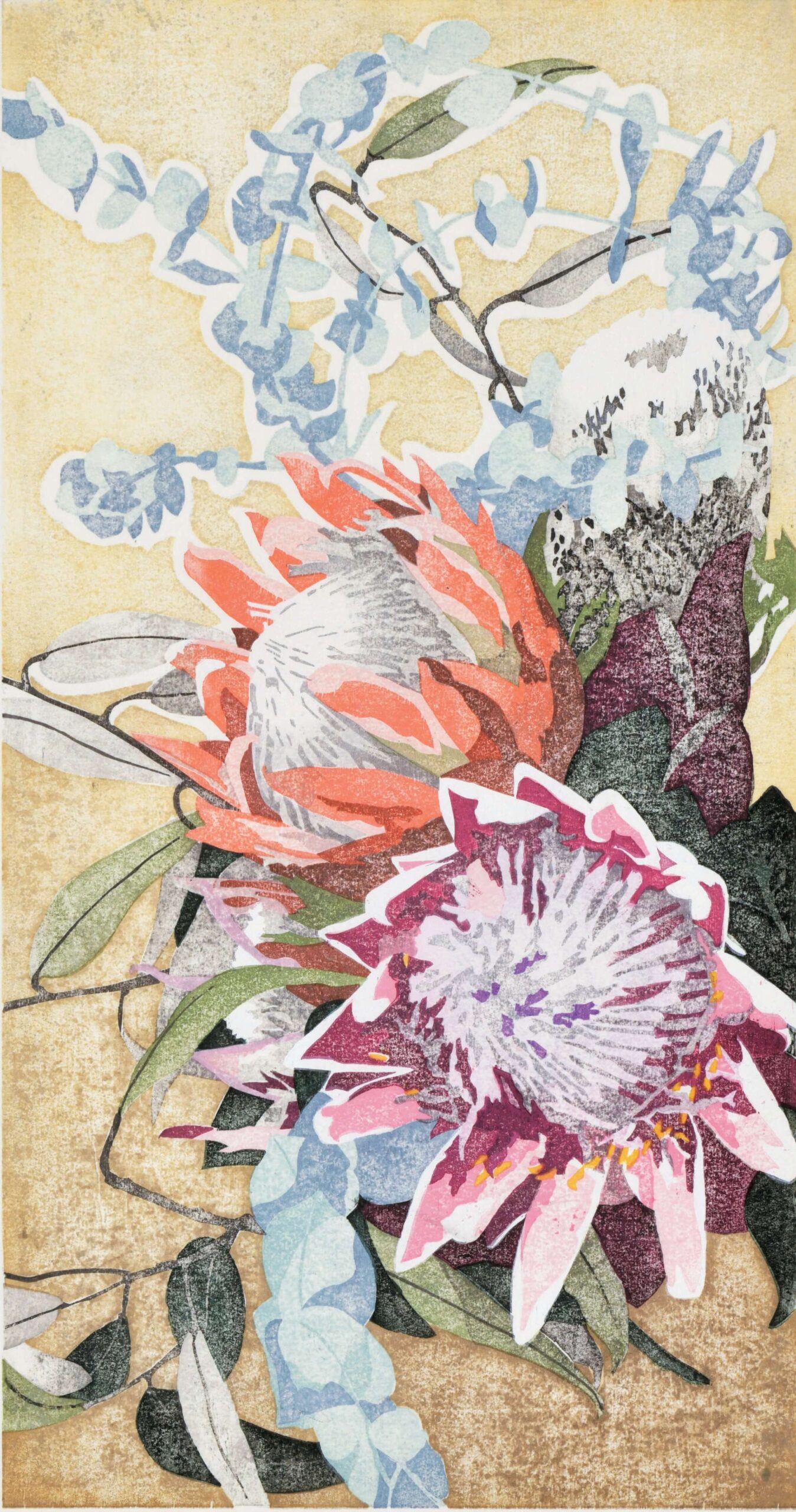 棟方末華 板画掛軸 瑞鳥図 日本板画院事務総局長作