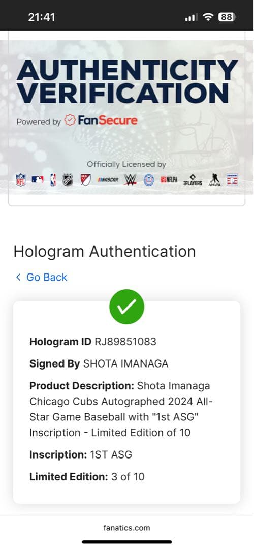 世界10個限定】カブス 今永昇太 オールスターゲーム公式球直筆サインボール