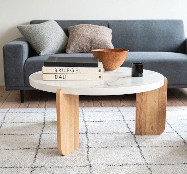 ローテーブル幅83cm 丸テーブル センターテーブル 大理石調（1336 ロー