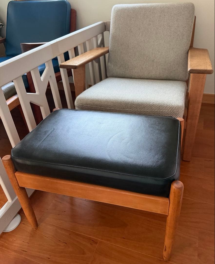 【デンマーク製】1960s 北欧 ビンテージ オットマン スツール ビーチ材