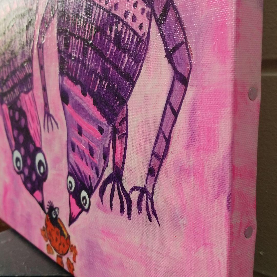 油絵 専用 卵のふ化を見る鳥のつがい