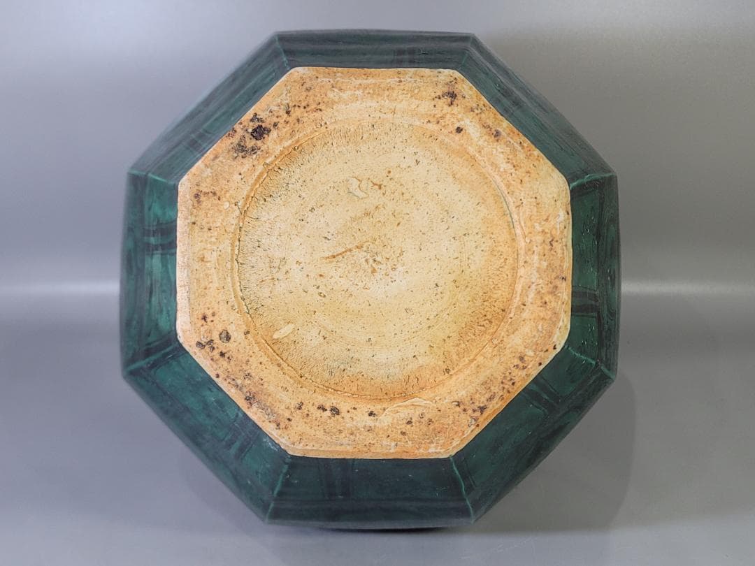 古い 中国 緑釉 獣耳 六角 瓶 高さ 39.5ｃｍ DT621