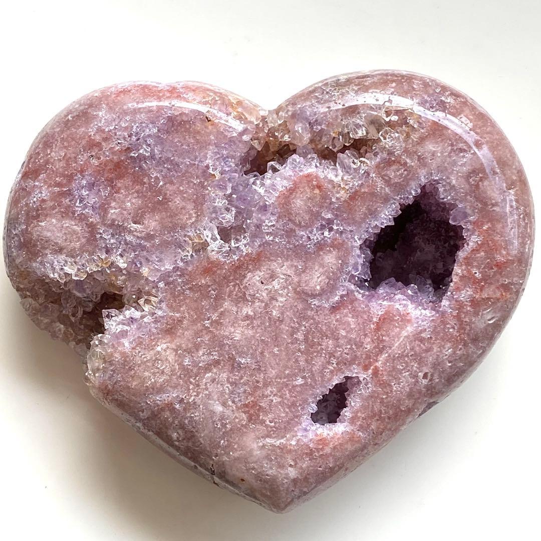 ☆破格大特価【 ピンクアメジスト ドゥルージー ハート 原石 台座付き