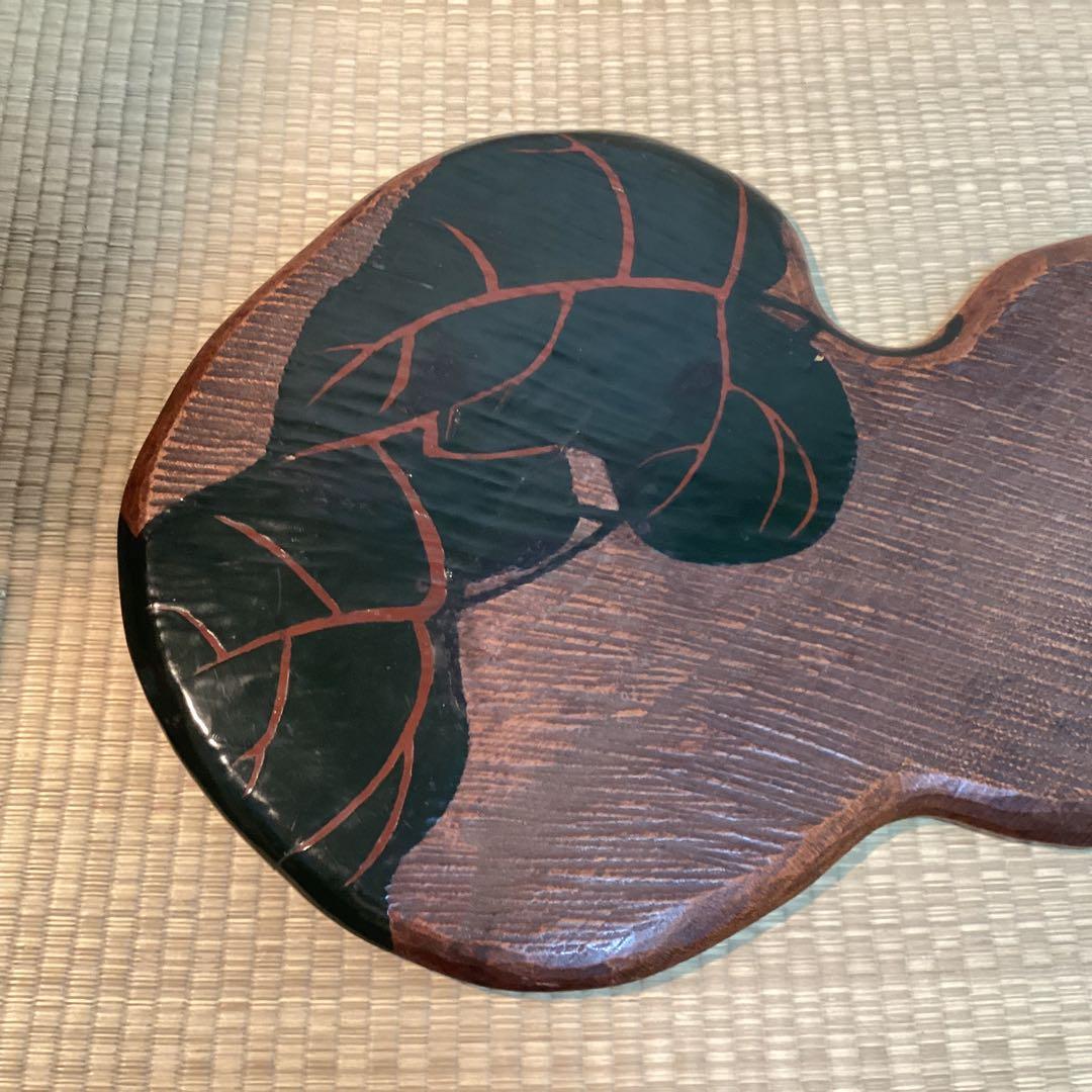 煎茶葉盆 ① 煎茶道瓢型漆絵葉盆