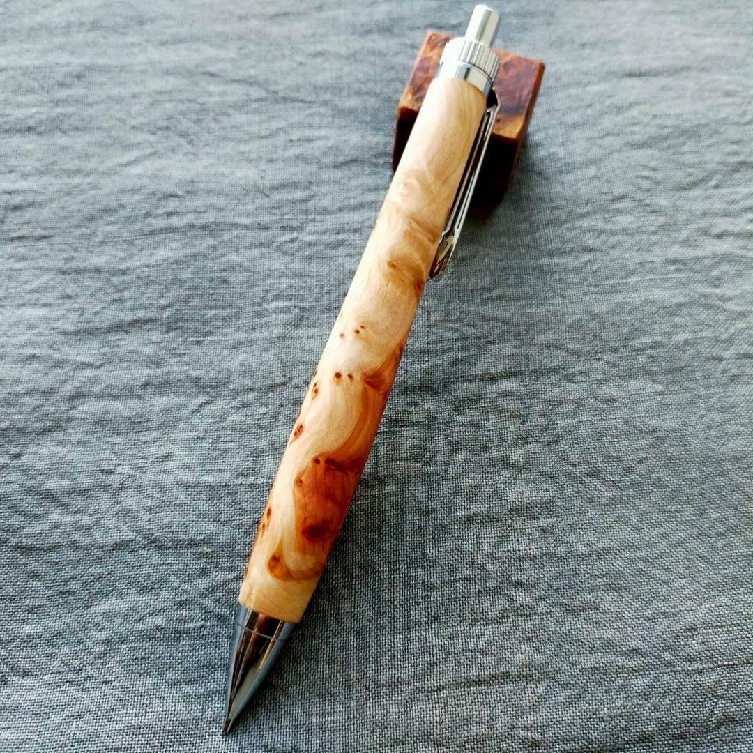 フロリニーバール　ハンドメイド　木軸シャープペン　0.5mm　天然木　シルバー