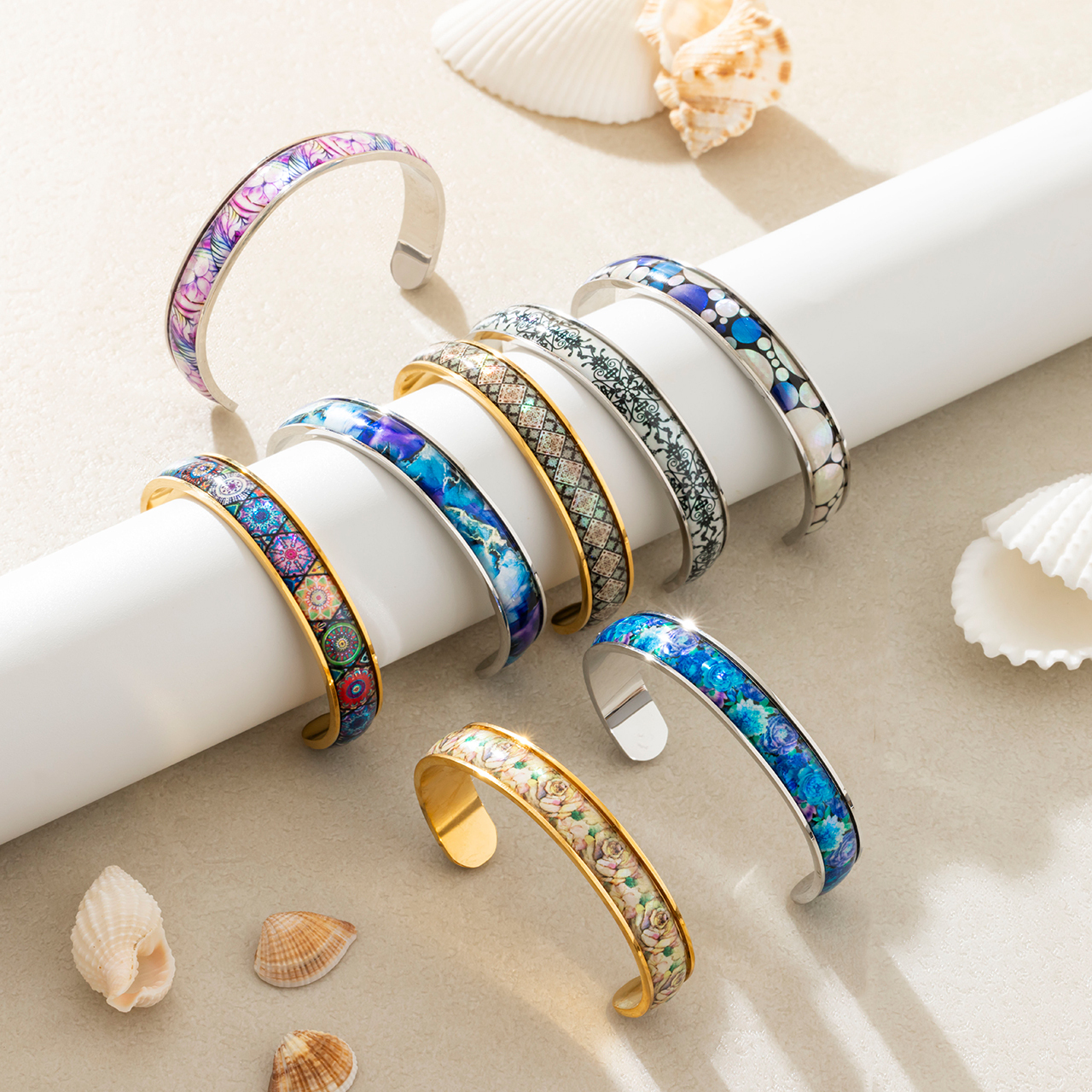 天然貝 螺鈿アート ☆ バングル ・ ブレスレット 【 デザイン選べる