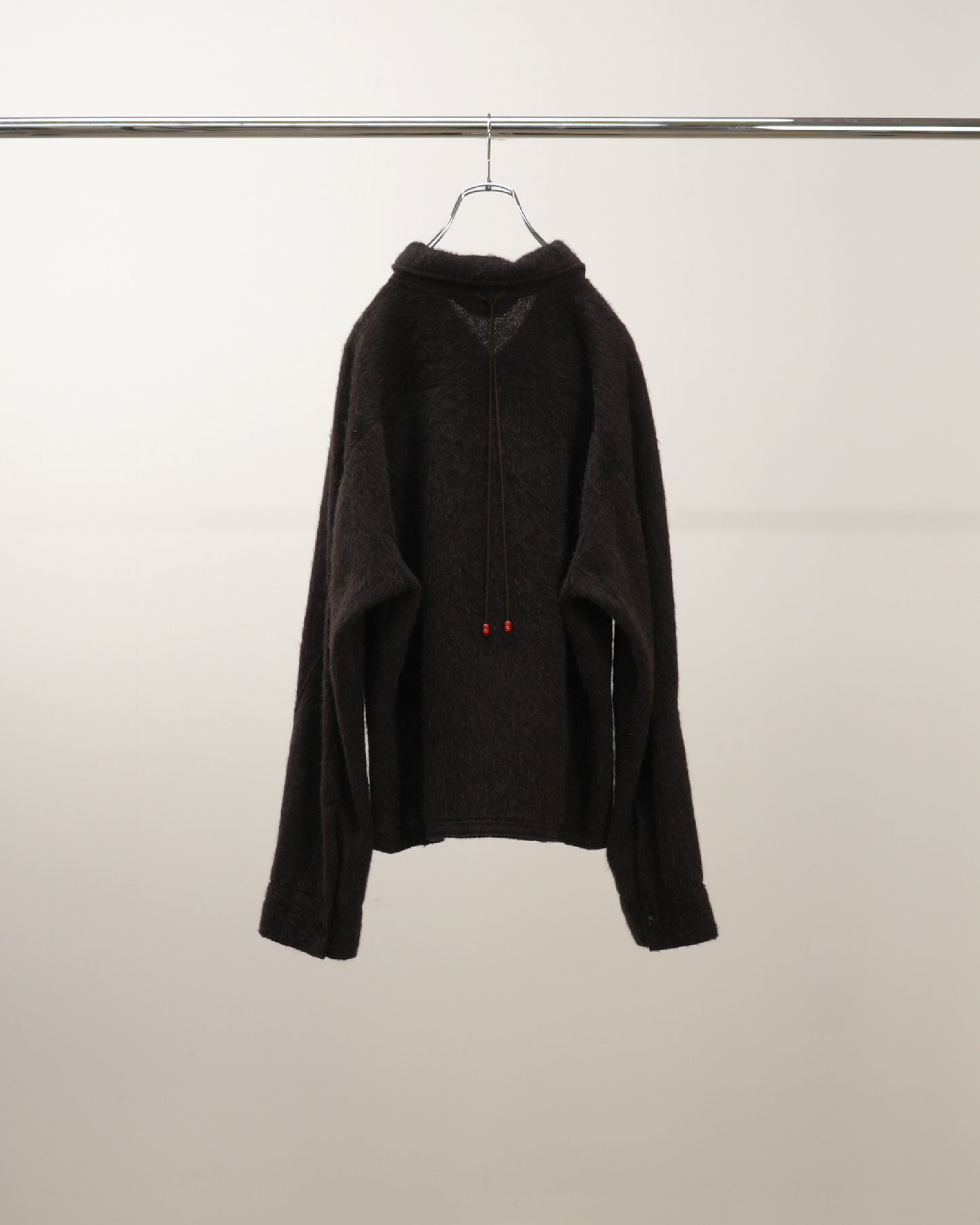 SHAGGY ZIP UP SHIRT(BROWN) – ANCELLM