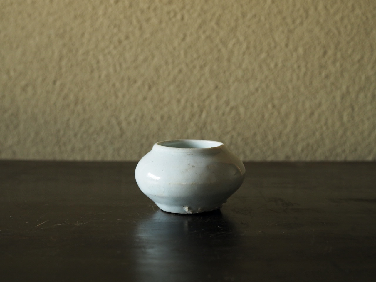 壷□李朝 小壺 白釉 水滴 オブジェ アンティーク 白釉 古玩 時代物 骨董