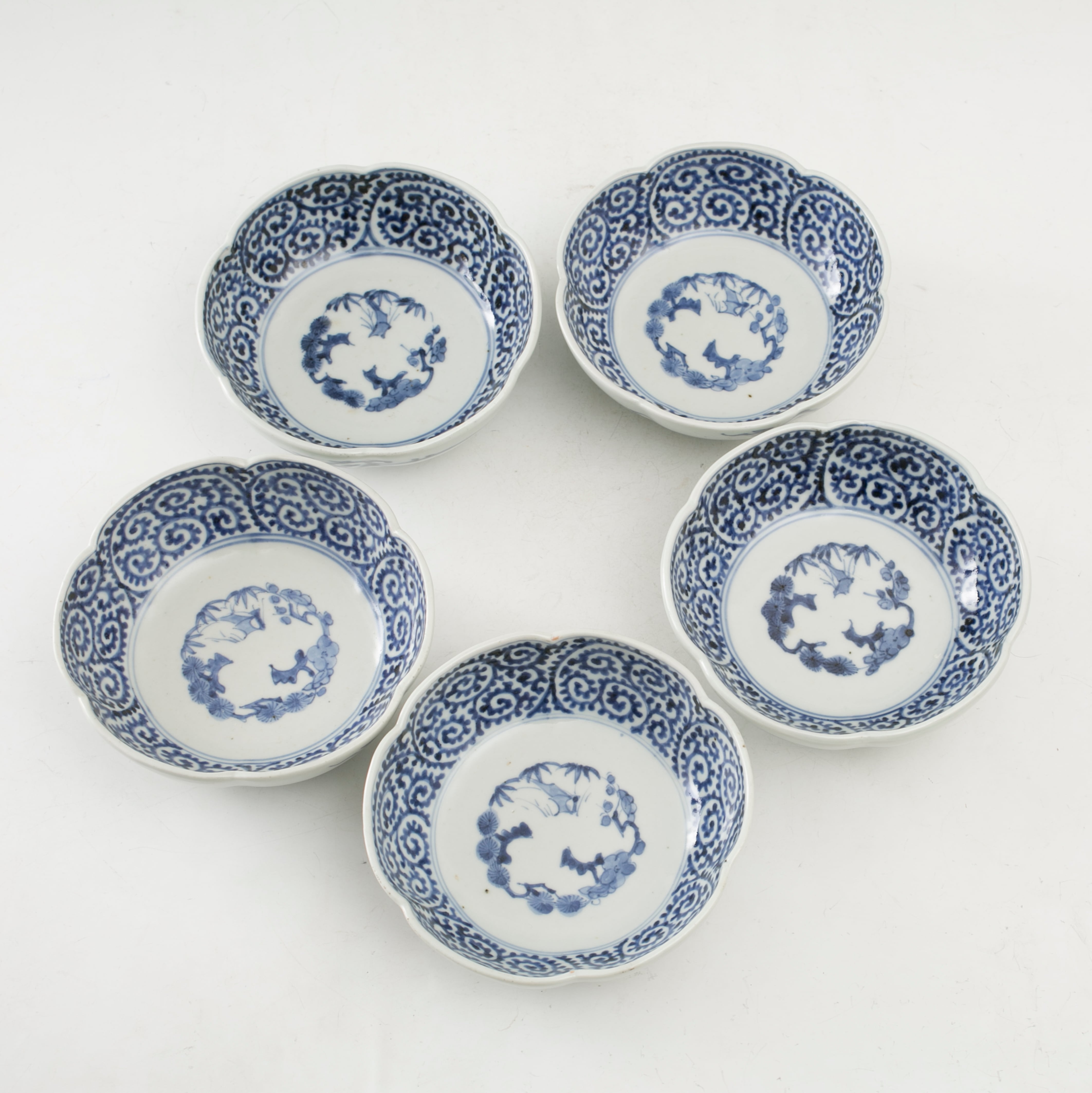 古伊万里 みじん唐草猪口 銀ホヤ付 【公式通販】