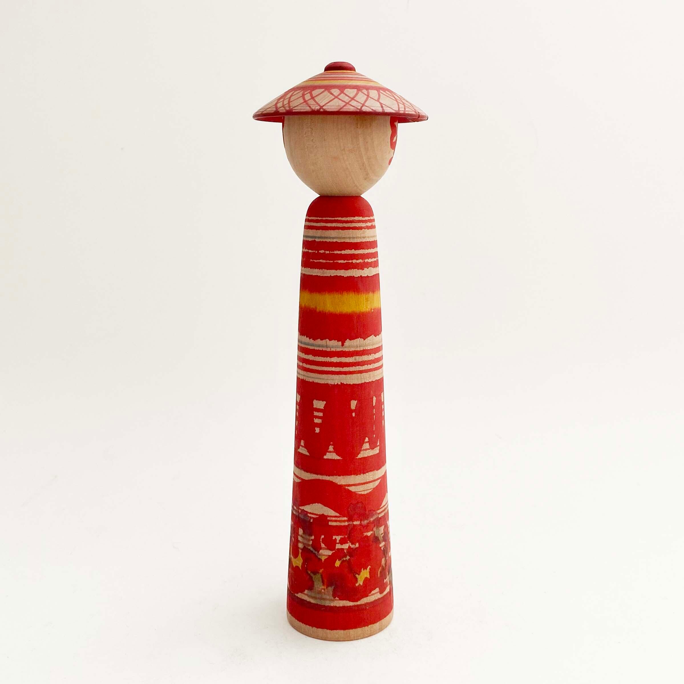 笠こけし（土湯系 / 野地忠男工人）18cm ※笠補修有り | kokeshka