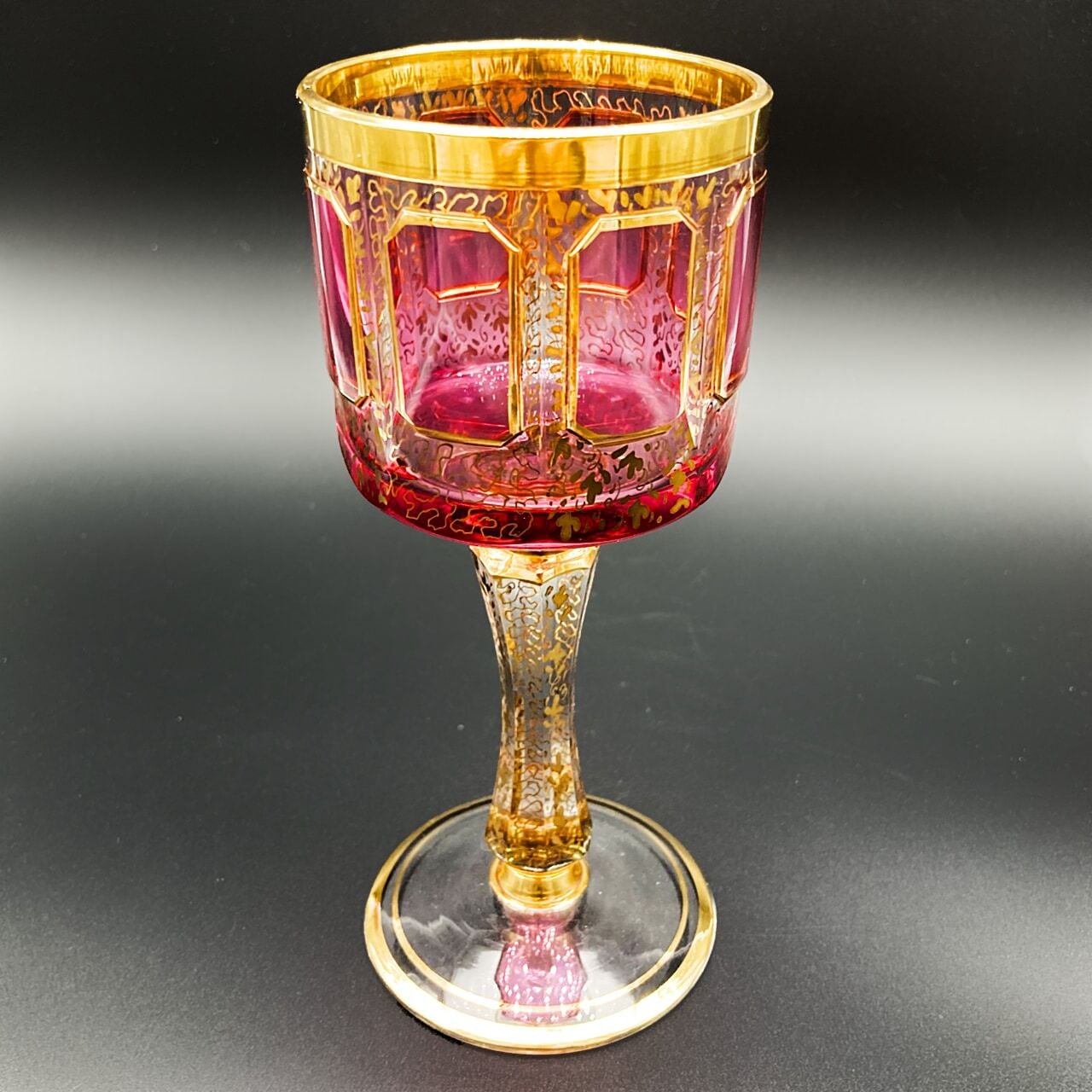 チェコスロバキア製エーゲルマン金彩ベンドローイングの大鉢 アンバー