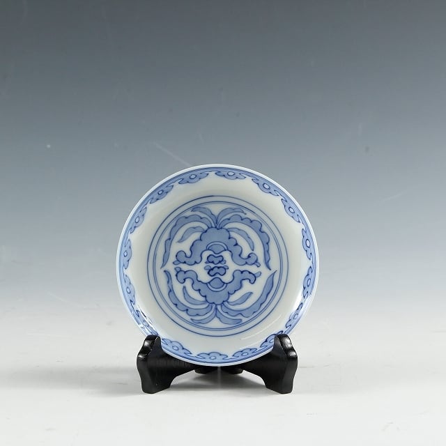 2028 有田焼 前山陶器 染錦山 庫山窯 金ラインの花柄模様 六角