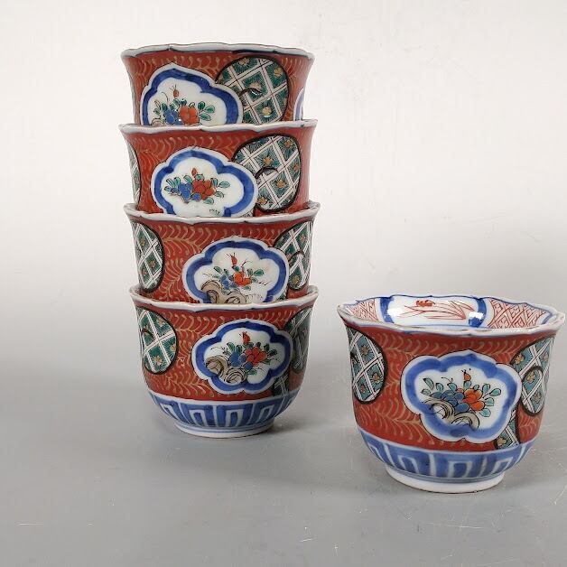 江戸後期 古伊万里 珍図 阿蘭陀文 大振そば猪口 蕎麦猪口 向付 石畳 本