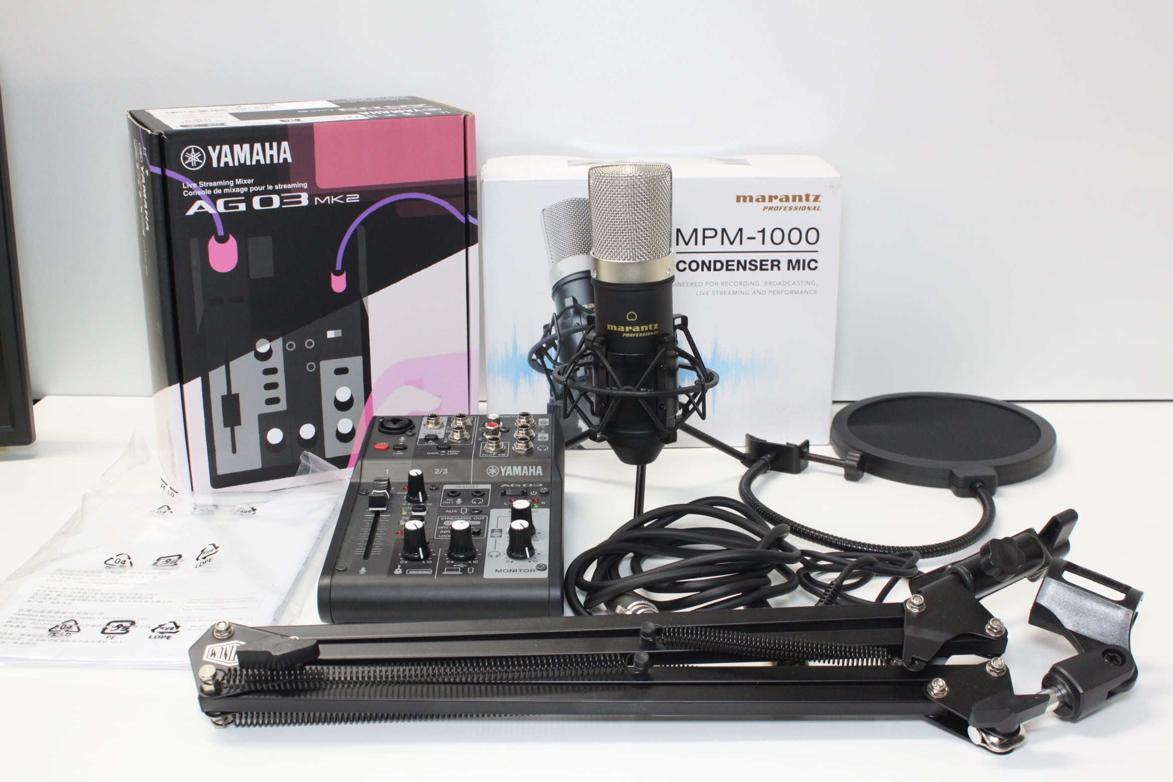 Yamaha AG03 MK2 + マランツ MPM-1000 MPM-1000コンデンサーマイクと