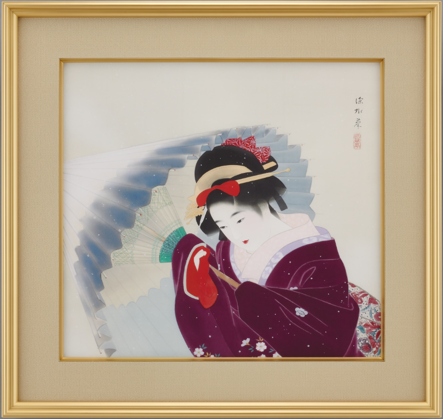 木版画 「湯気」 伊東深水 『千種の庭』 石版画 印あり 報道出版社発行