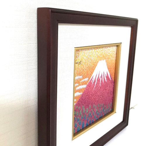 真作 富士山 赤富士Mt.Fuji 額装Japanese painting 真作 富士山 赤富士
