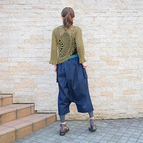 BISHOOL デニムサルエルワイドパンツ indigo BISHOOL デニムサルエル